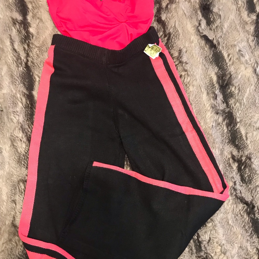 Black and Pink Striped Bottoms See-through pants
